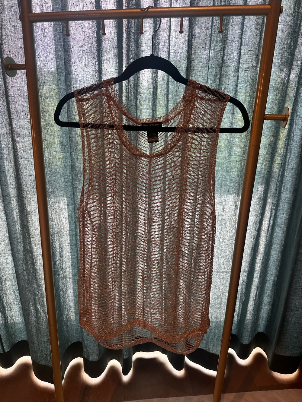 Lightweight Open-Knit Sleeveless Top in Peach